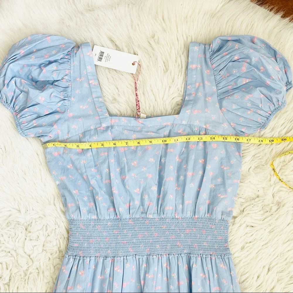 🔥Sales- NWT LoveShackFancy X REVOLVE Begonia Dress in Baby Blue Pomme - Size S - Picture 9 of 14